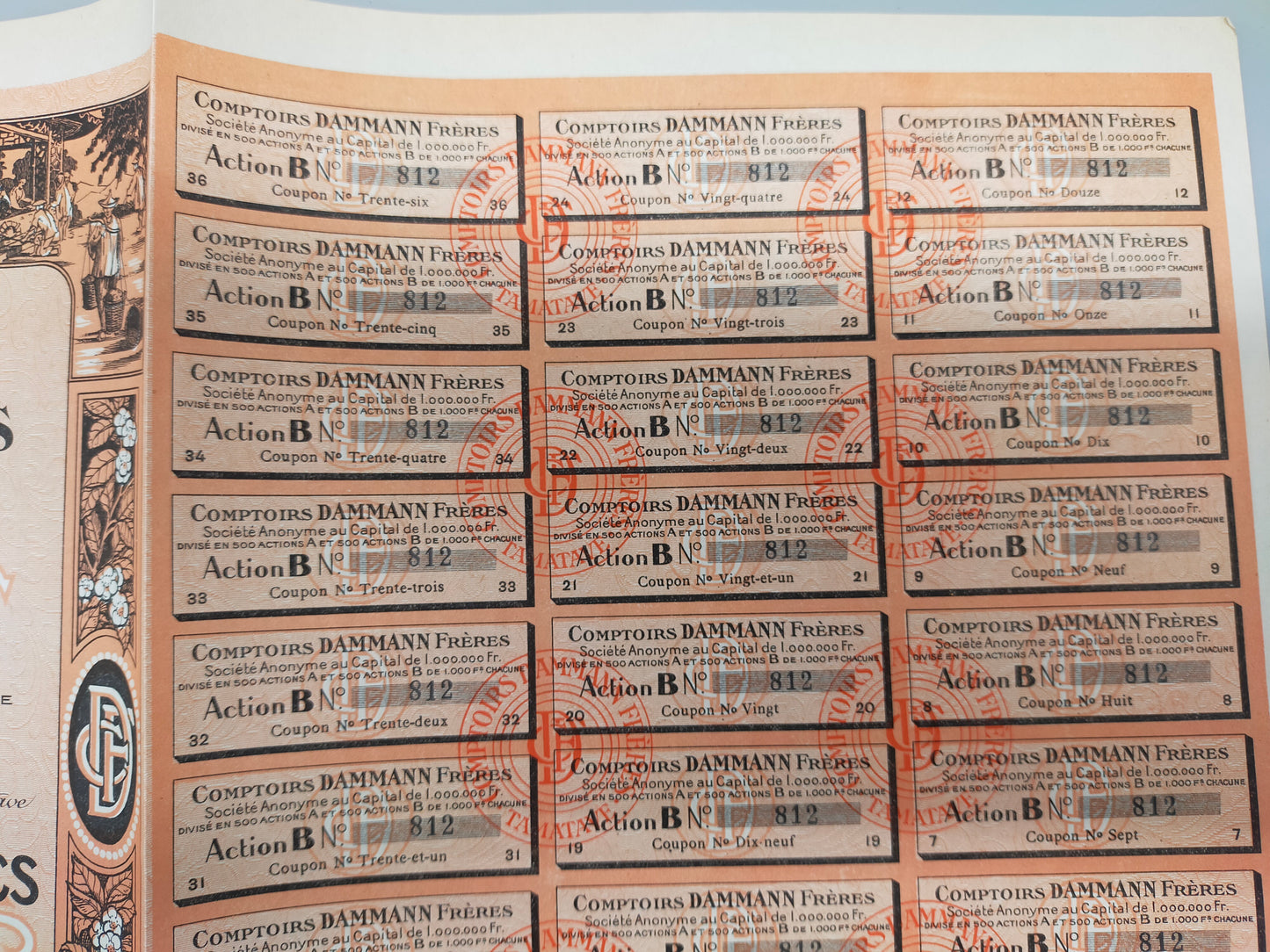 Historische Aktie Frères 1925 Comptoirs Tamatave Madagaskar
