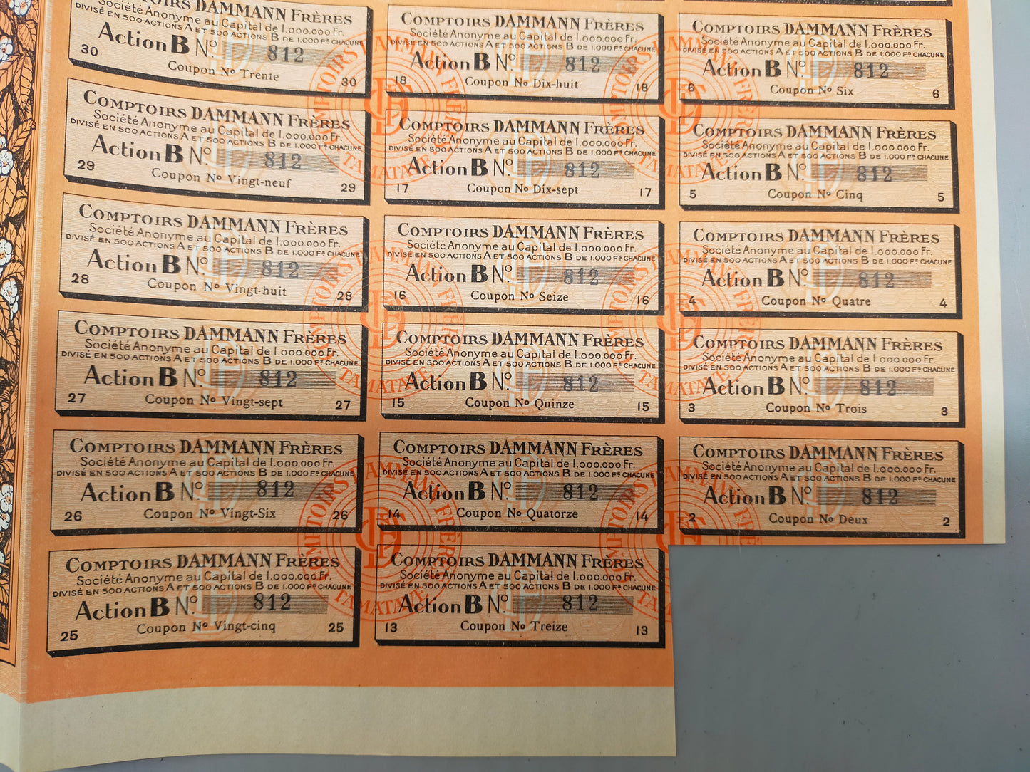 Historische Aktie Frères 1925 Comptoirs Tamatave Madagaskar
