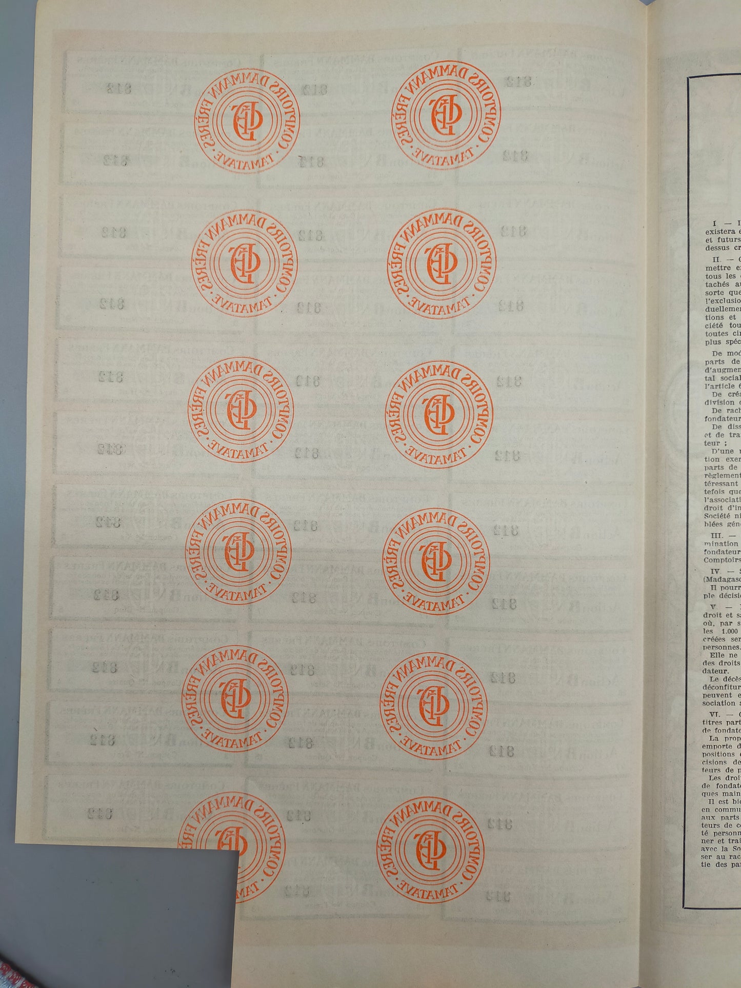 Historische Aktie Frères 1925 Comptoirs Tamatave Madagaskar
