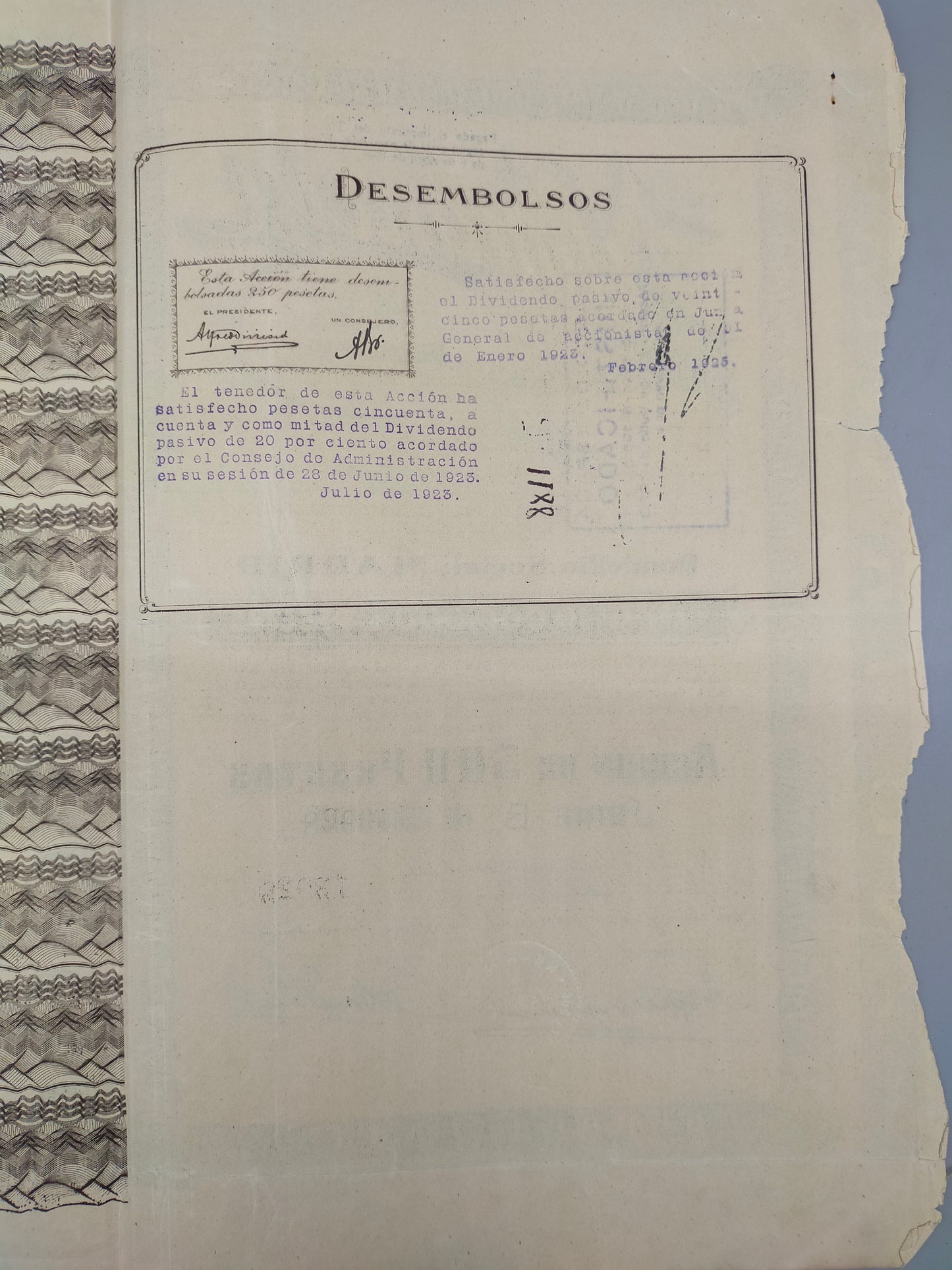 Historische Aktie Numancia Sociedad de Seguros Madrid 1921