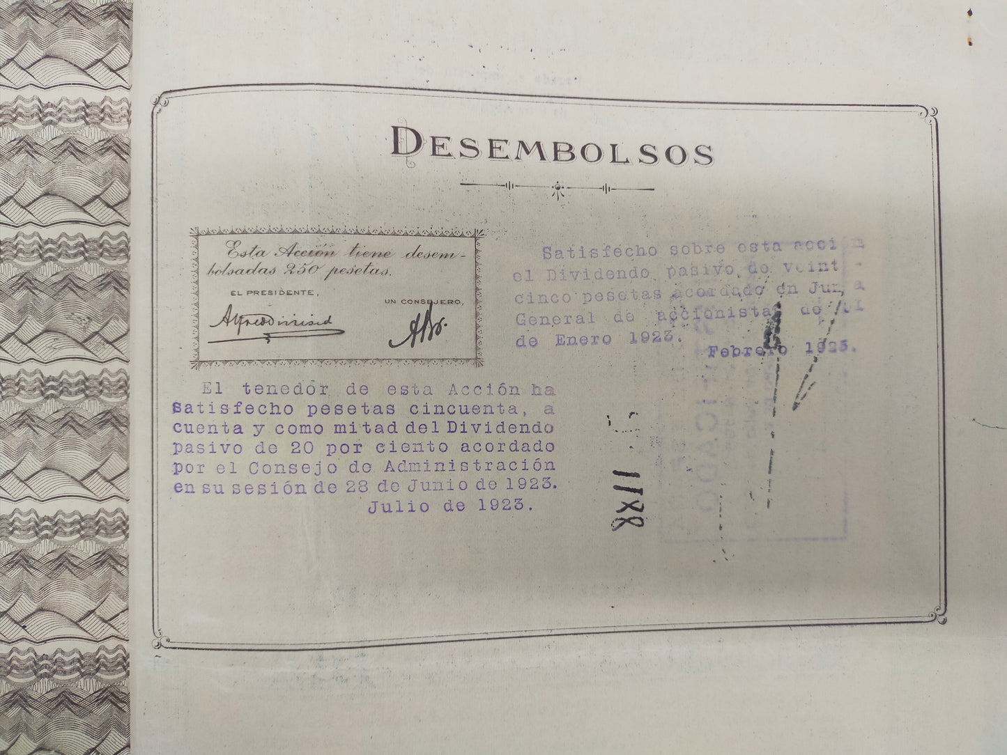 Historische Aktie Numancia Sociedad de Seguros Madrid 1921