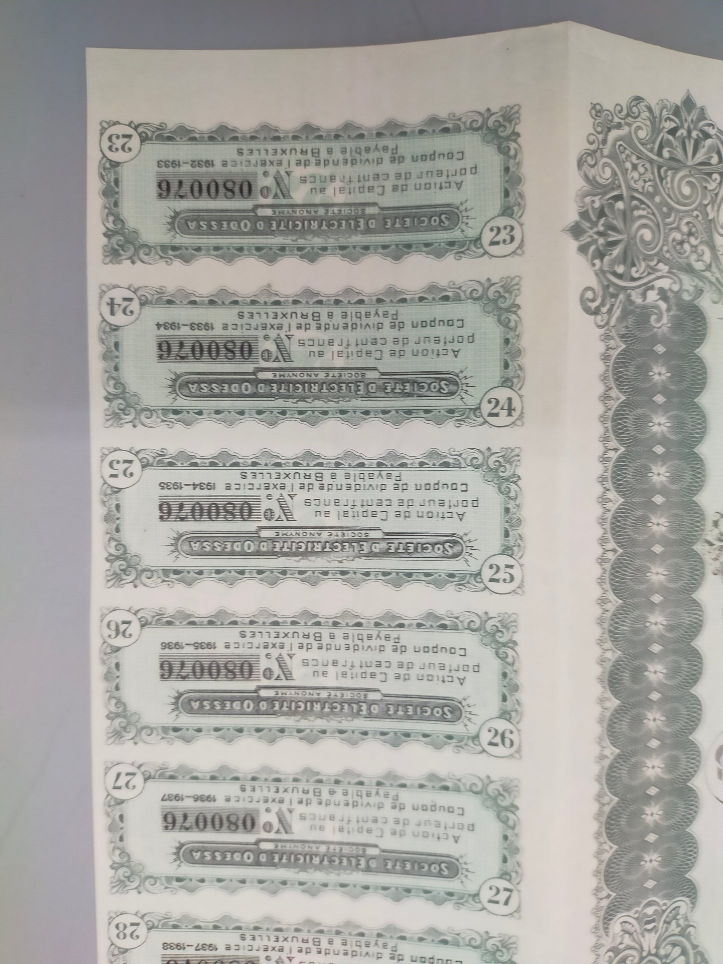 Antike Aktie Société d'Electricité d'Odessa Historisches Wertpapier 1909