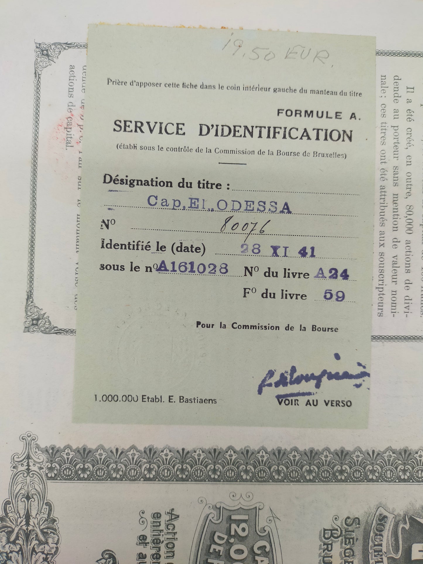 Antike Aktie Société d'Electricité d'Odessa Historisches Wertpapier 1909