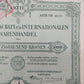 Historische Aktie 1921 Aktiengesellschaft für Internationalen Warenhandel