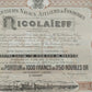 Historische Nicolaieff Aktienurkunde Chantiers Navals & Fonderies 1895