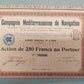 Historische Aktie Compagnie Méditerranéenne de Navigation 1905 Lyon