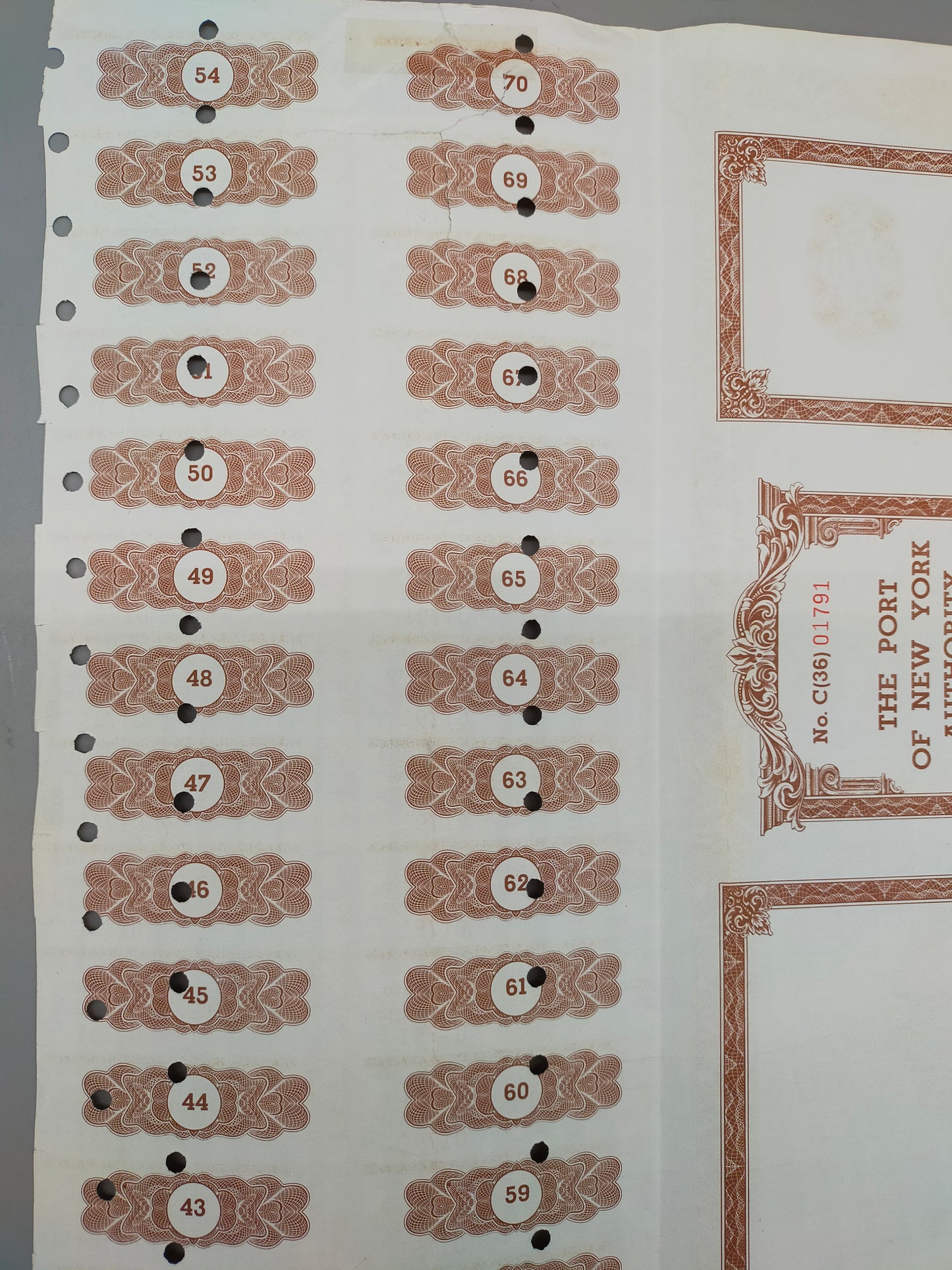 Historische Anleihe der Port of New York Authority 5000$ von 1970