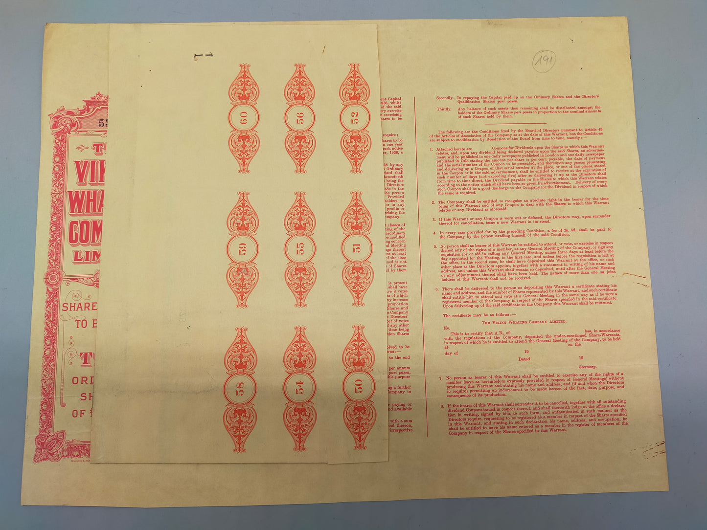 Historische Aktienanleihe: The Viking Whaling Company Limited (1933)