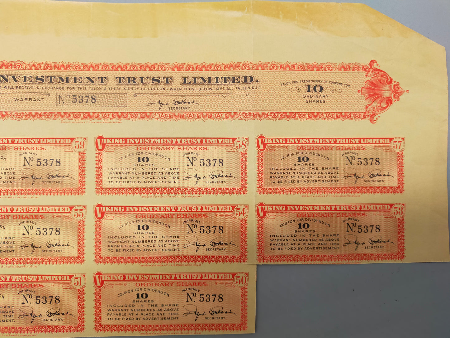 Historische Aktienanleihe: The Viking Whaling Company Limited (1933)
