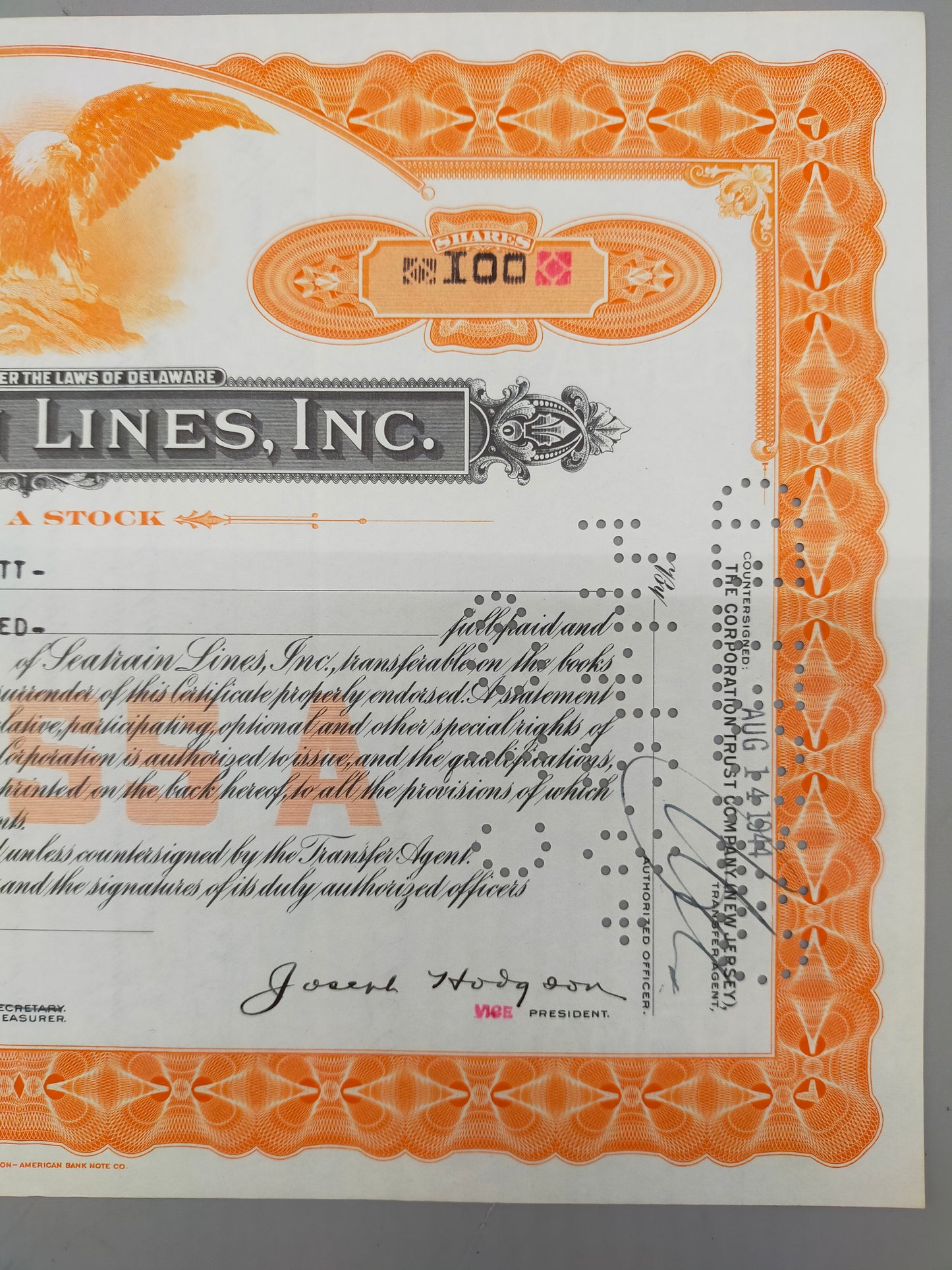 Historische Aktie Seatrain Lines Inc. 1944