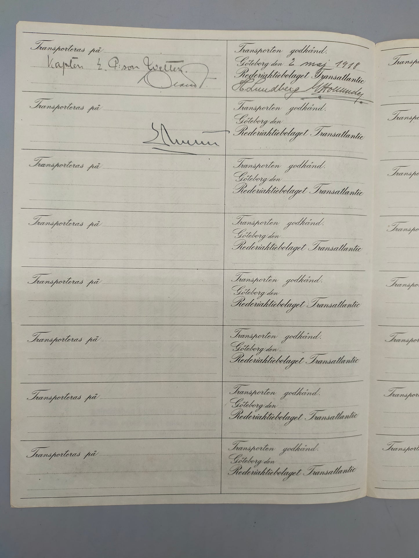Historische Aktie Rederiaktiebolaget Transatlantic  von 1917