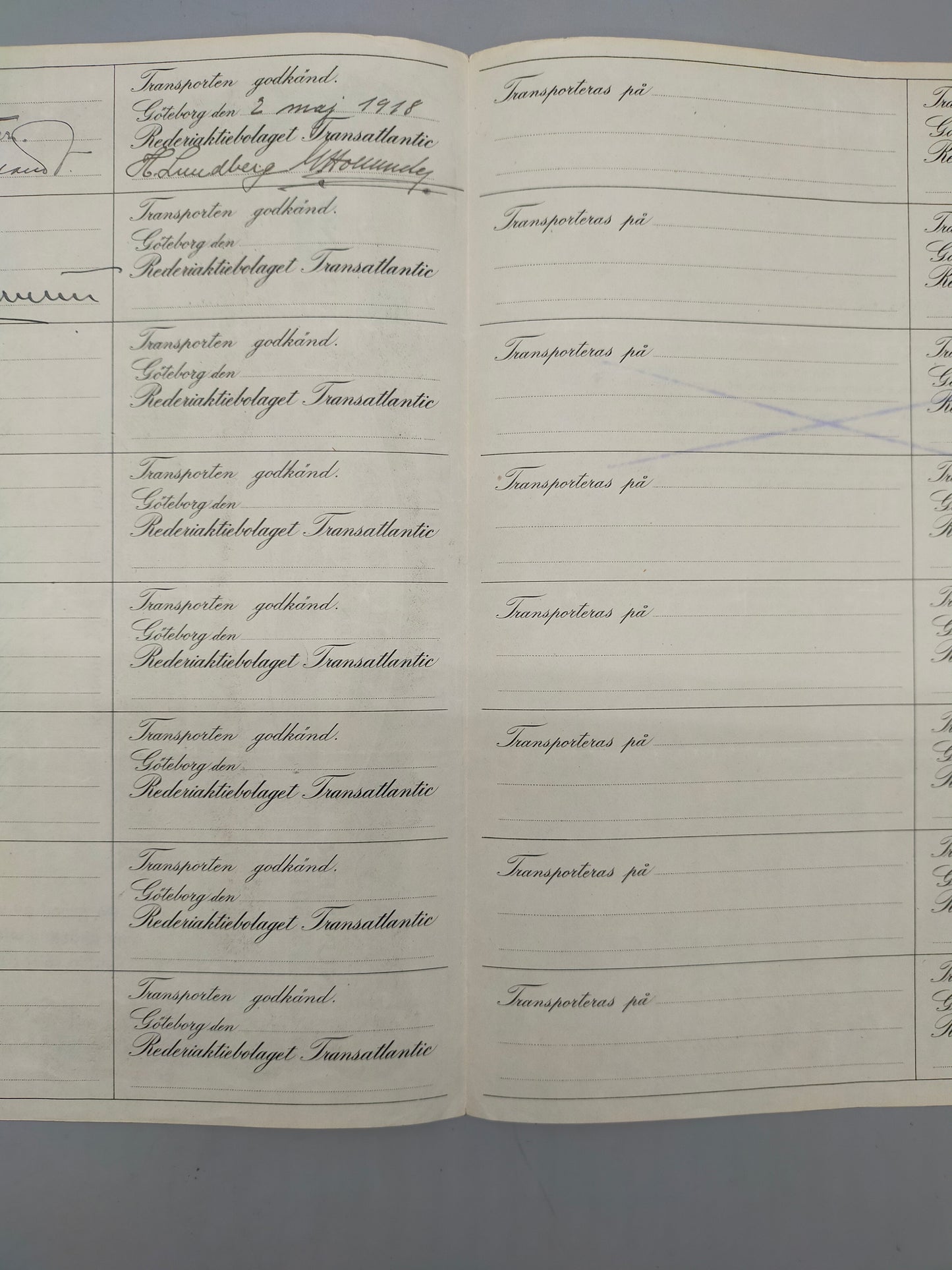 Historische Aktie Rederiaktiebolaget Transatlantic  von 1917