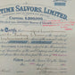Historische Aktienurkunde Maritime Salvors Limited von 1920