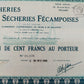 Historische Aktie Pêcheries & Sécheries Fécampoises Fécamp 1926