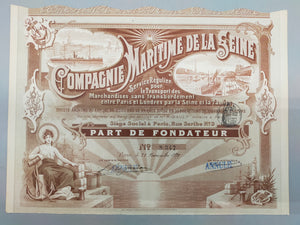 Antike Historische Aktie Compagnie Maritime de la Seine Paris 1899