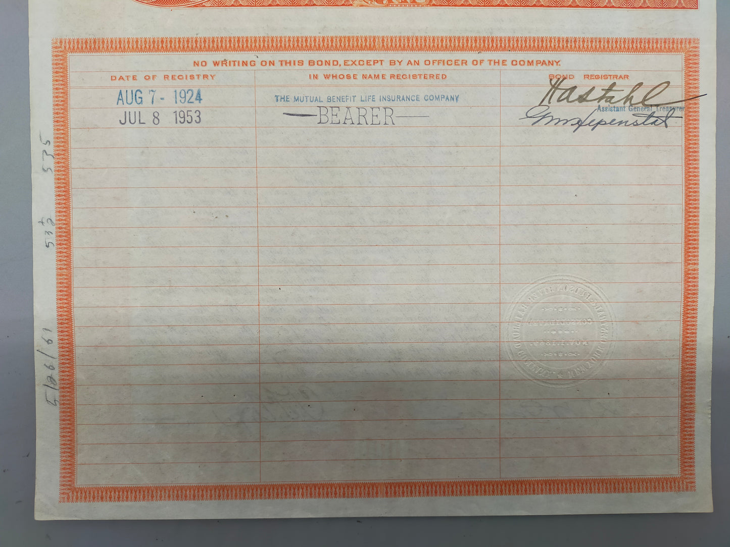 Antike Gold Bond Aktie New York Central & Hudson River Railroad