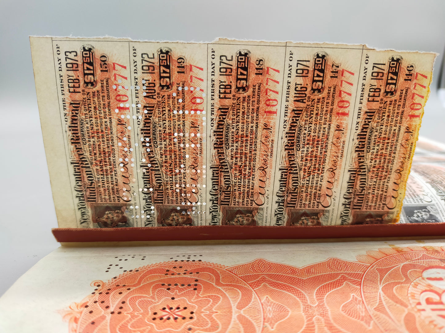 Antike Gold Bond Aktie New York Central & Hudson River Railroad