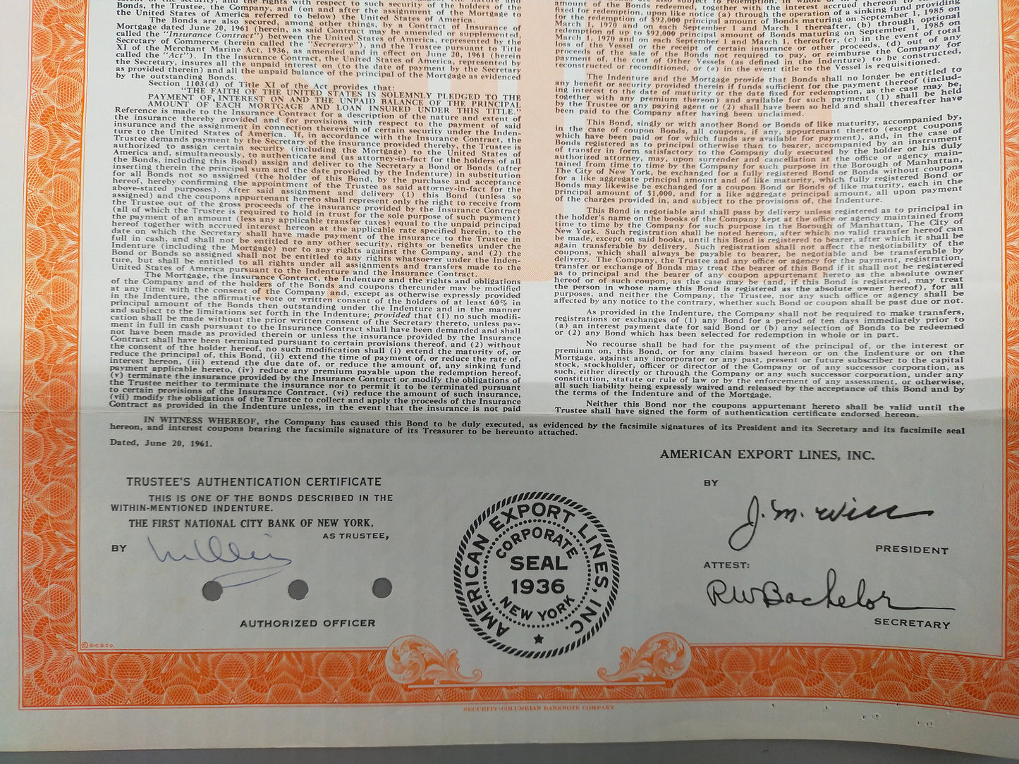 Historische American Export Lines Anleihe 1961