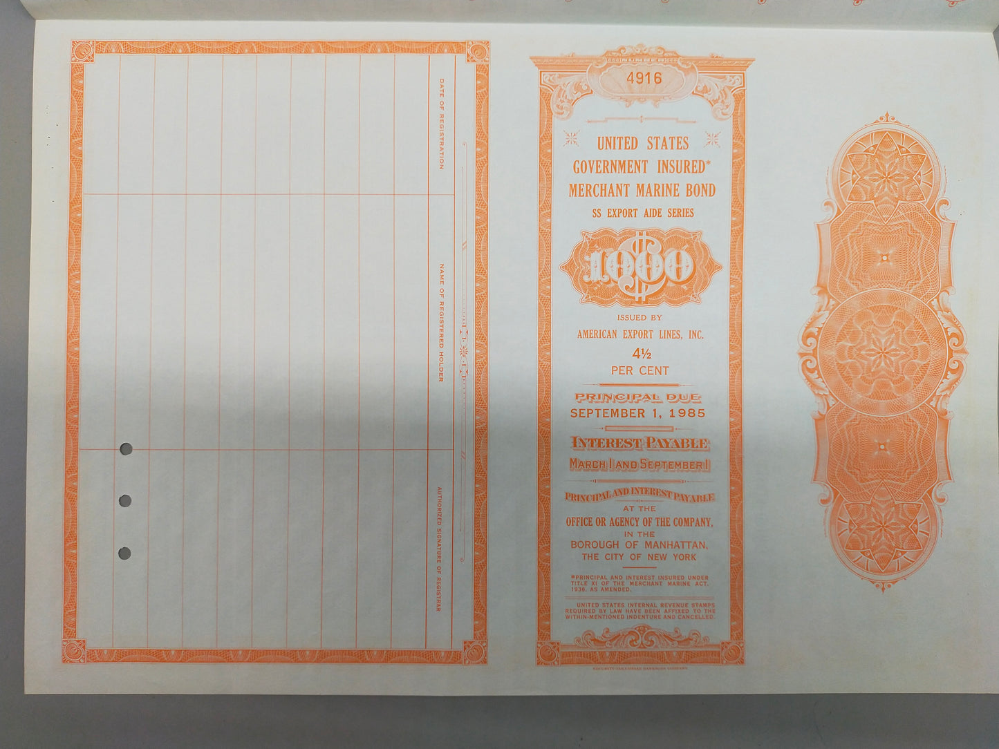 Historische American Export Lines Anleihe 1961
