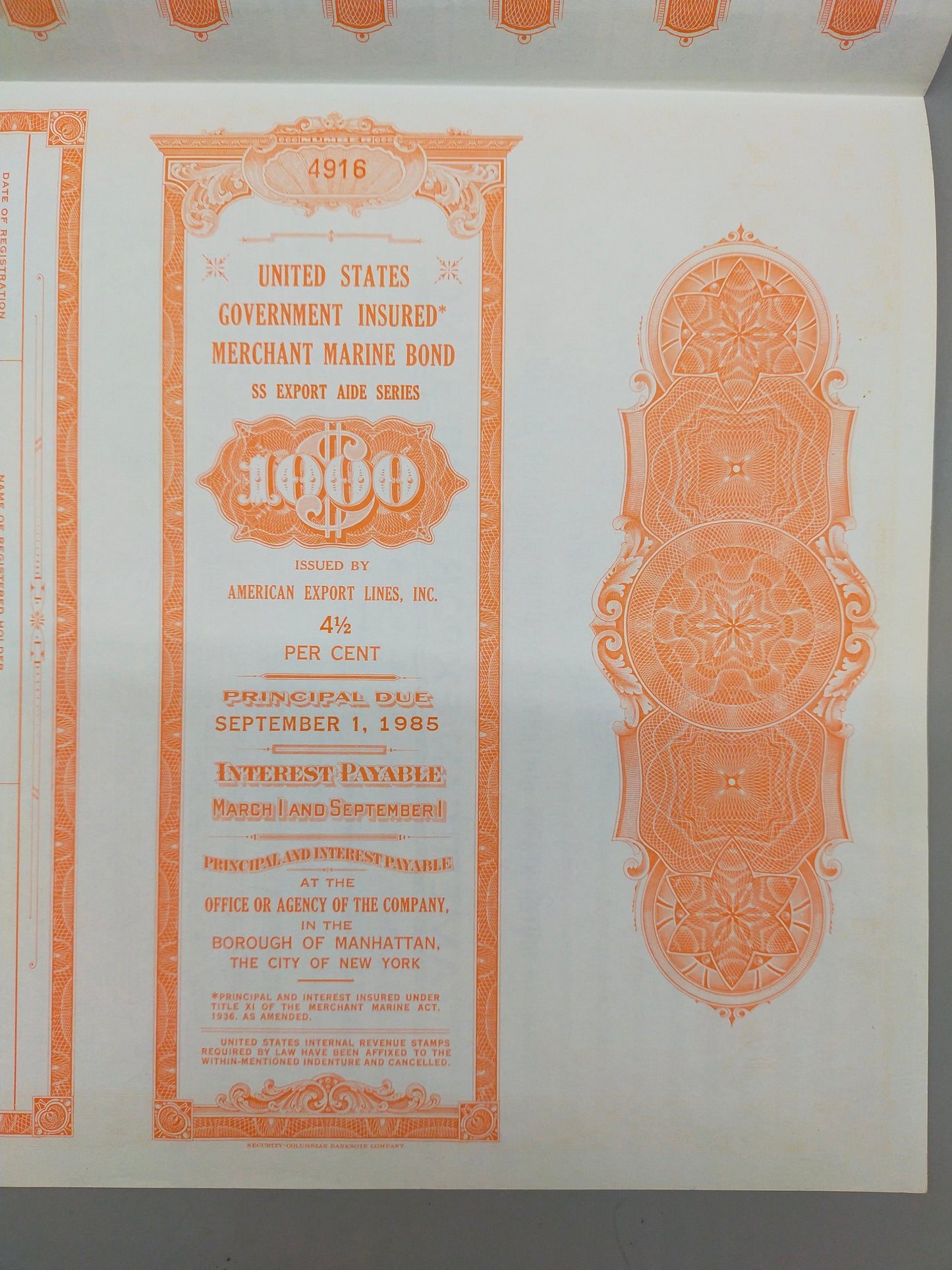 Historische American Export Lines Anleihe 1961