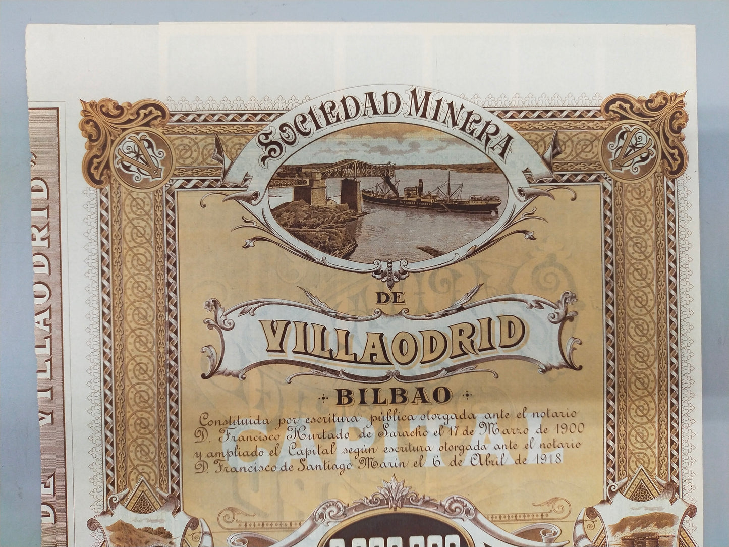 Antike Aktie Sociedad Minera de Villaodrid Bilbao 1918