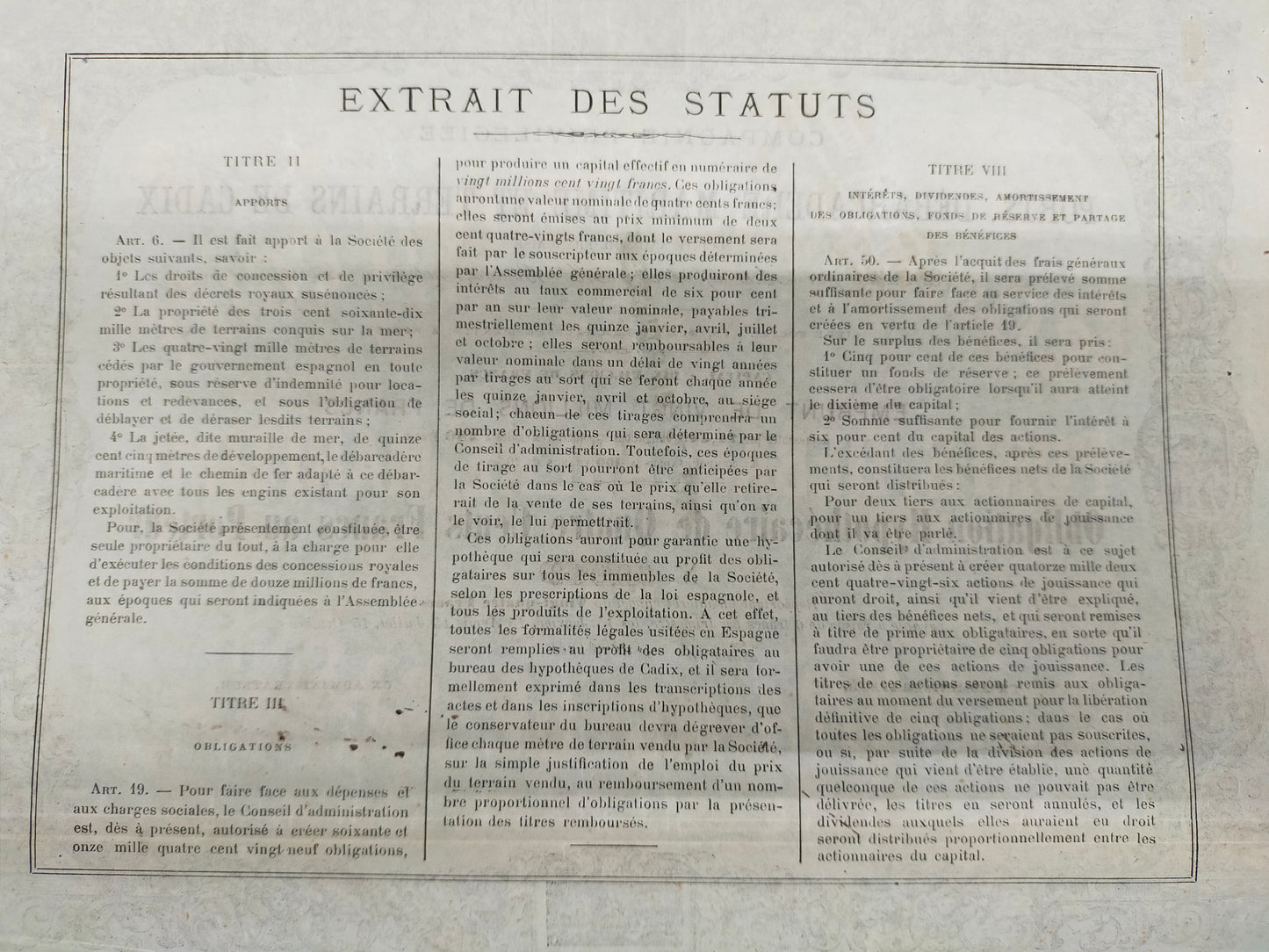 Antike französische Anleihe 1863 Ports de Cadix Aktie