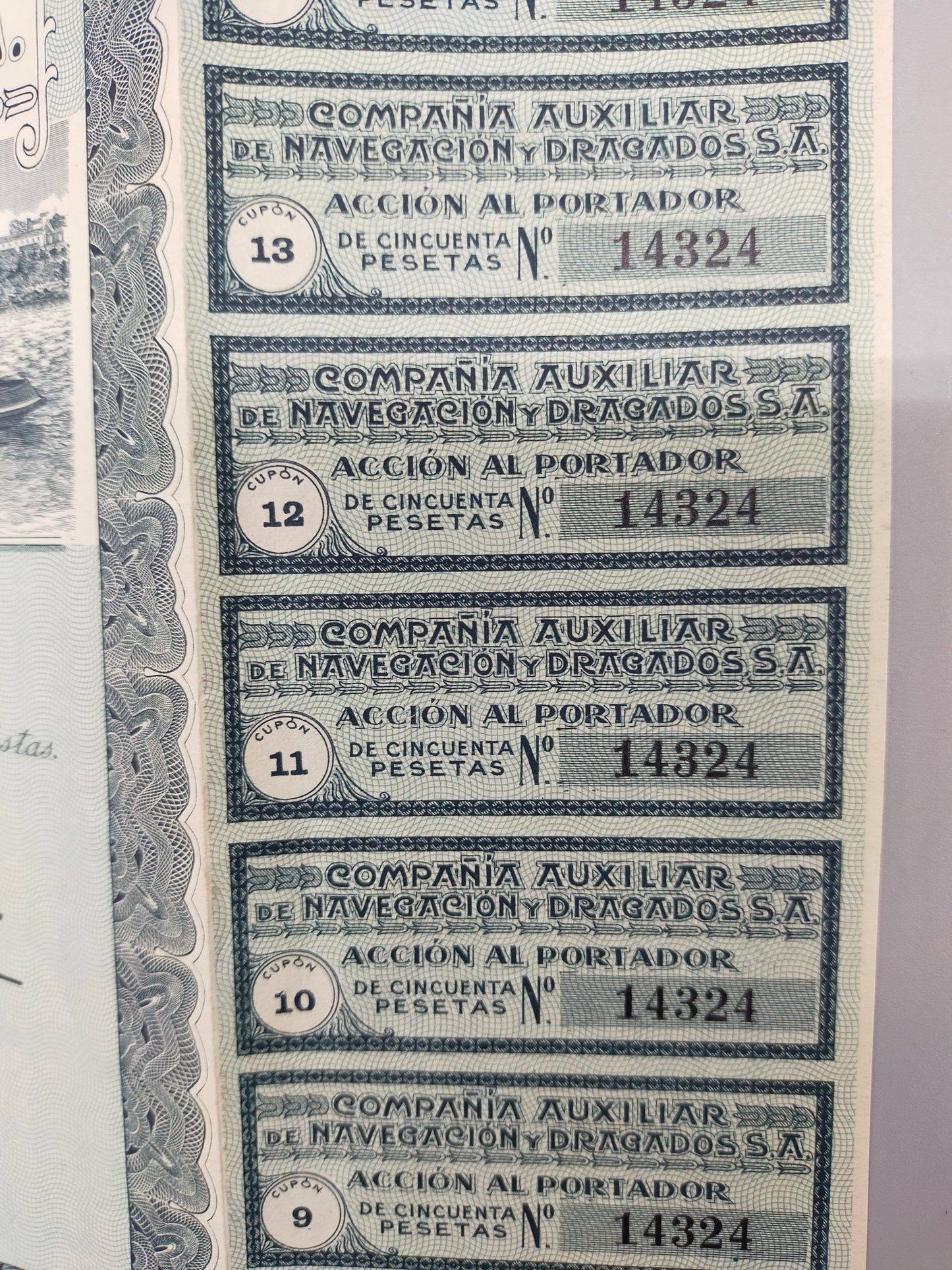 Historische Inhaberaktie Compañía Auxiliar de Navegación 1929