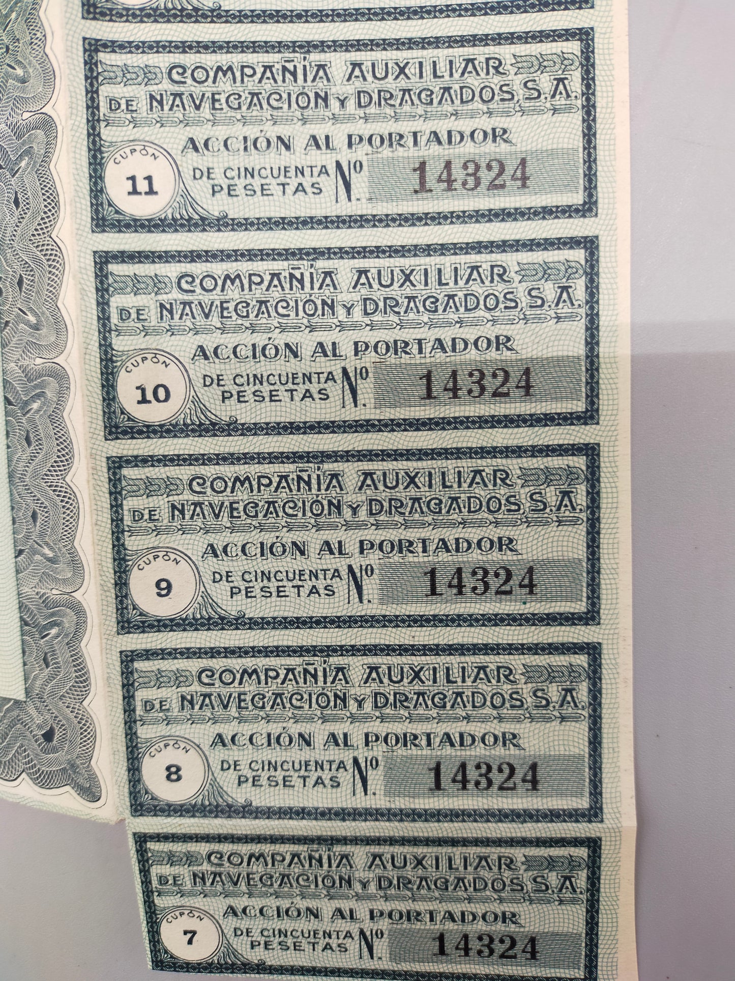 Historische Inhaberaktie Compañía Auxiliar de Navegación 1929