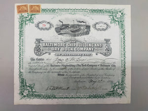 Antike Aktie Baltimore Shipbuilding and Dry Dock Company von 1902
