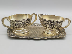 Prachtvolles Vintage Sahne und Zucker Set Versilbert