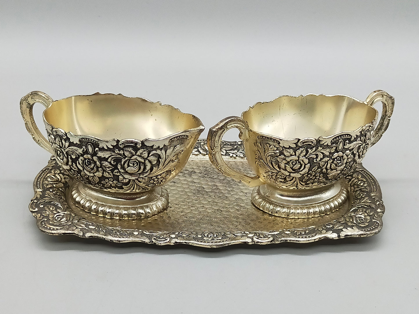Prachtvolles Vintage Sahne und Zucker Set Versilbert