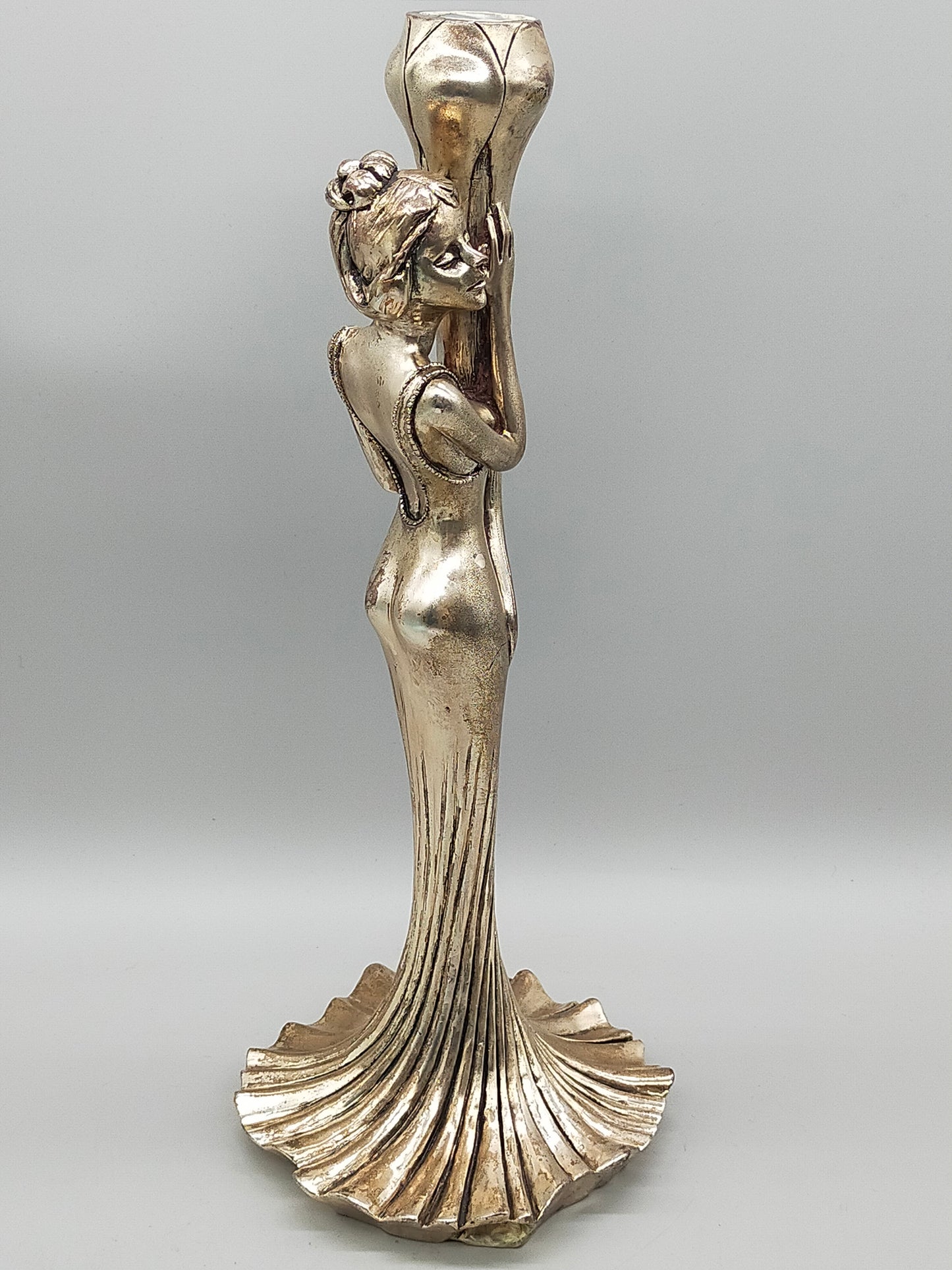 Edler Art Déco Kerzenständer Frauengestalt – Tekform 925er Silber PT