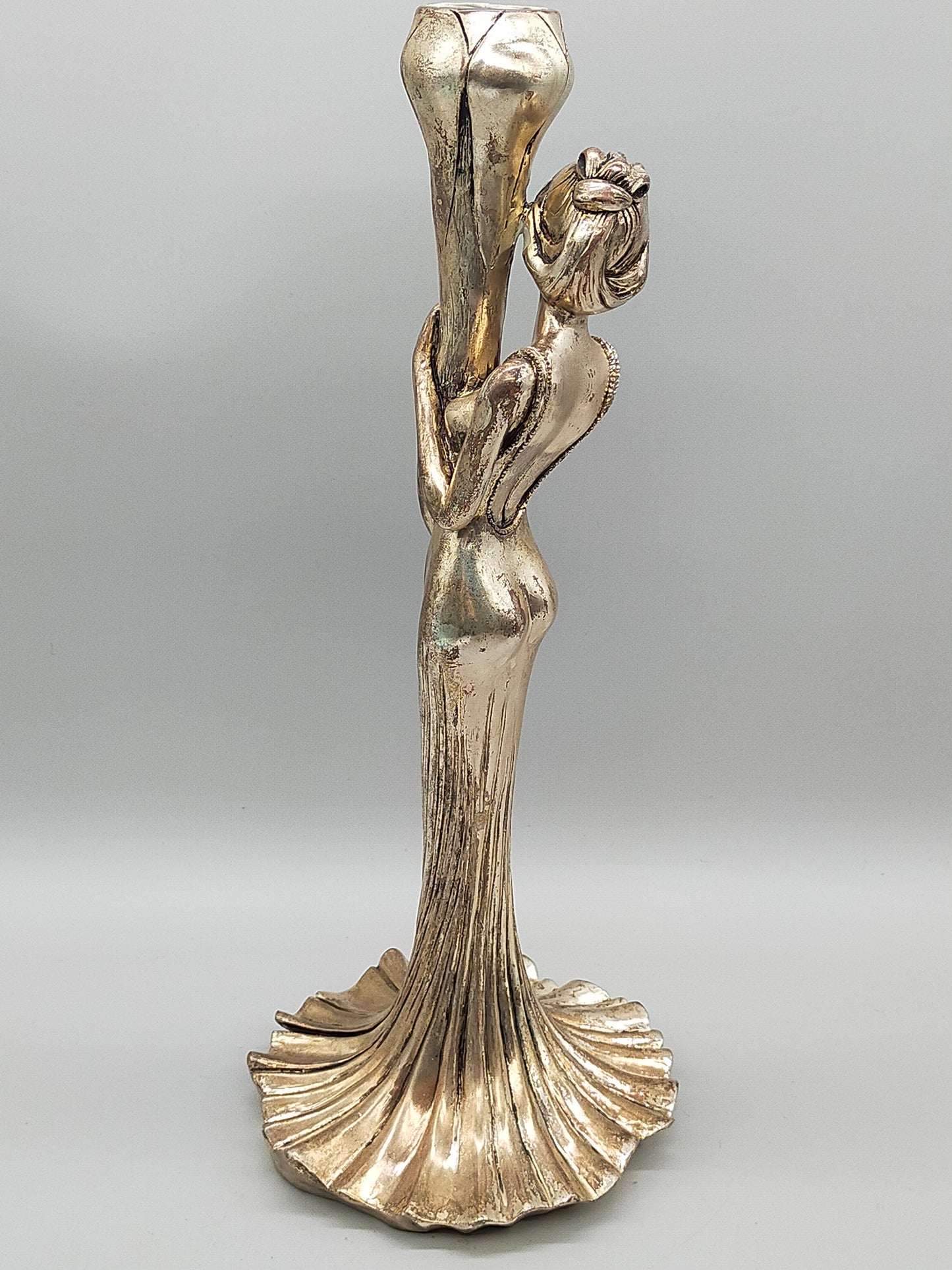 Edler Art Déco Kerzenständer Frauengestalt – Tekform 925er Silber PT