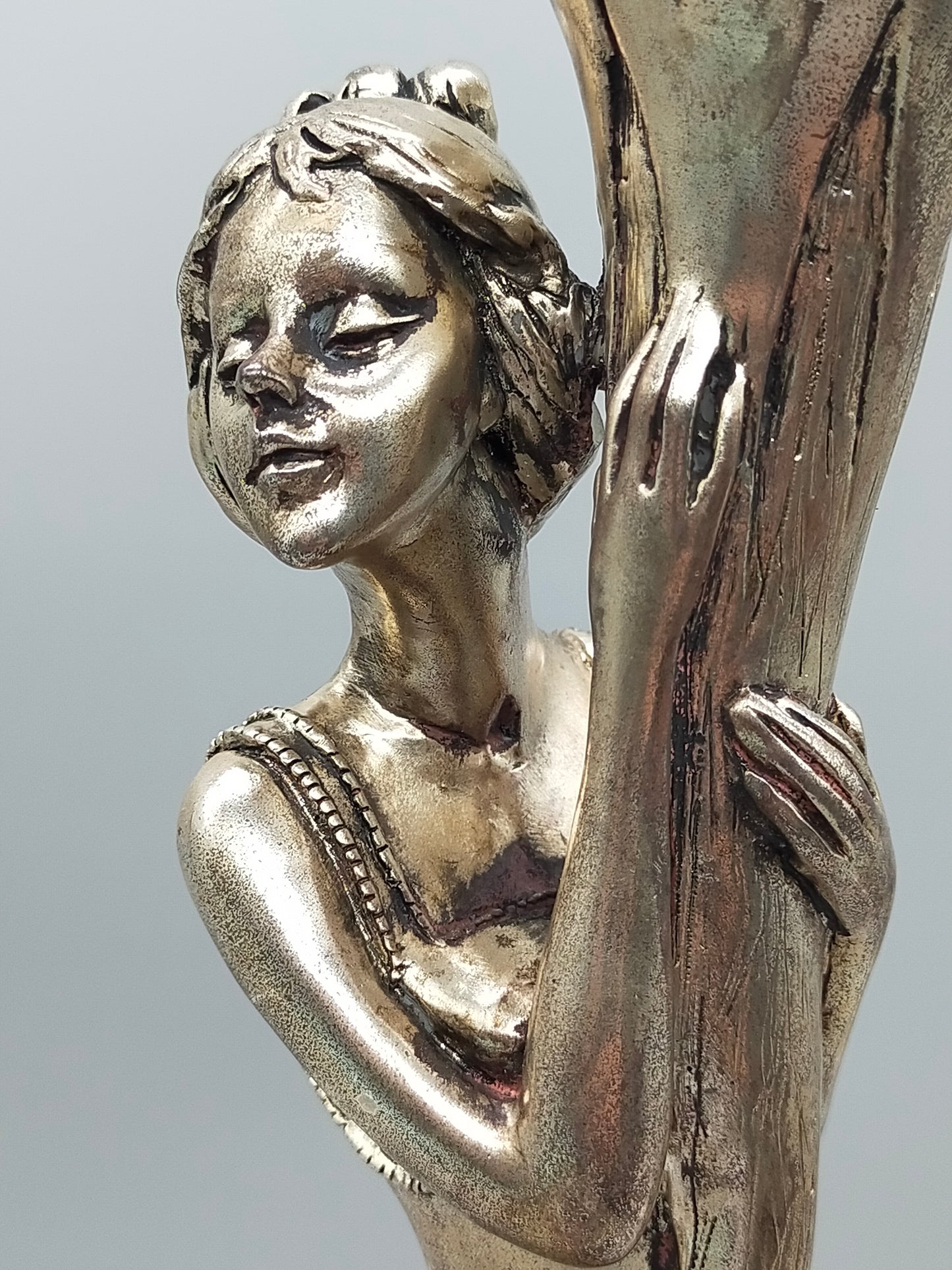 Edler Art Déco Kerzenständer Frauengestalt – Tekform 925er Silber PT