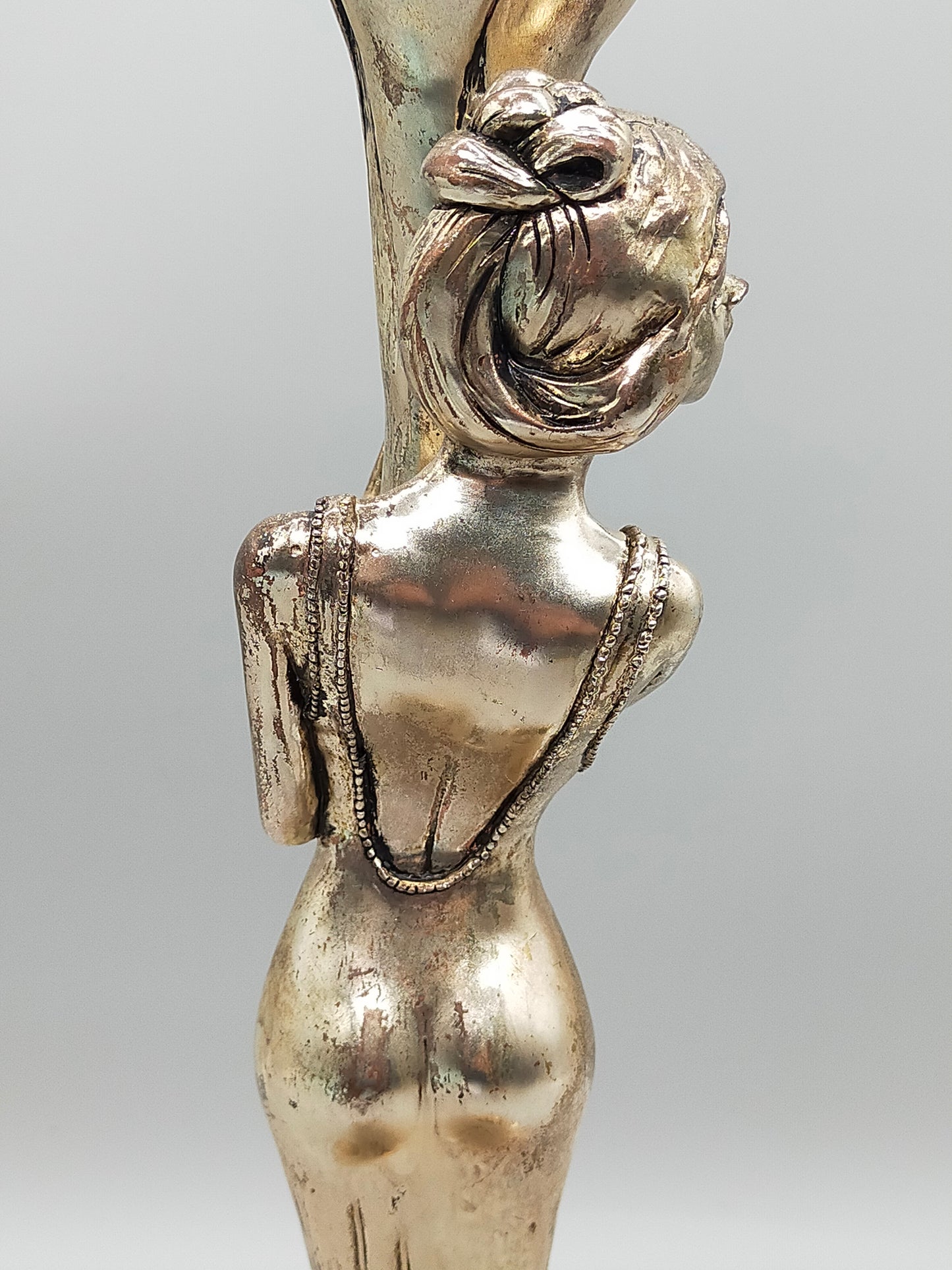 Edler Art Déco Kerzenständer Frauengestalt – Tekform 925er Silber PT
