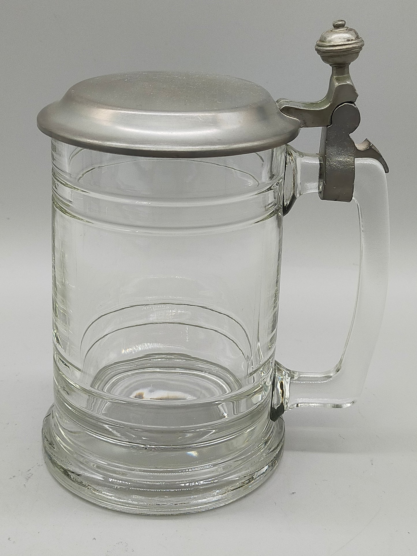 Klassischer WMF Krug aus Glas Mit Zinndeckel & Daumenruhe
