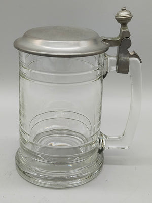 Klassischer WMF Krug aus Glas Mit Zinndeckel & Daumenruhe