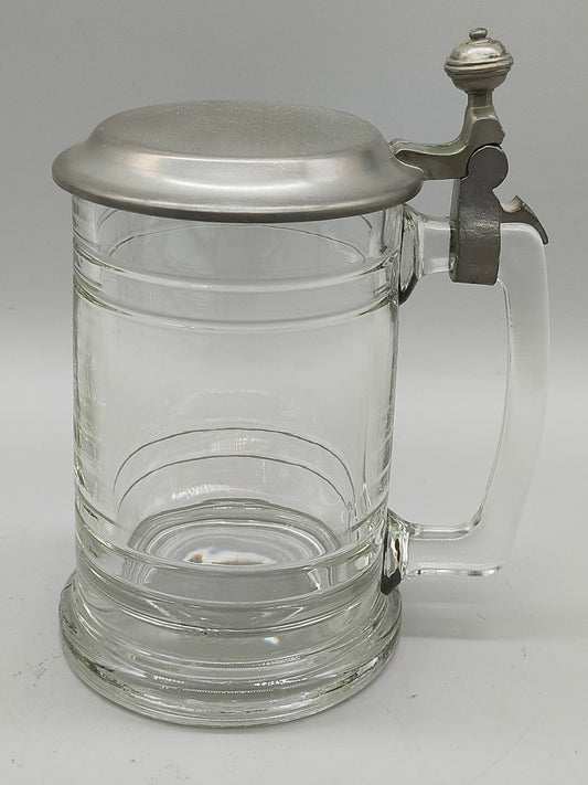 Klassischer WMF Krug aus Glas Mit Zinndeckel & Daumenruhe