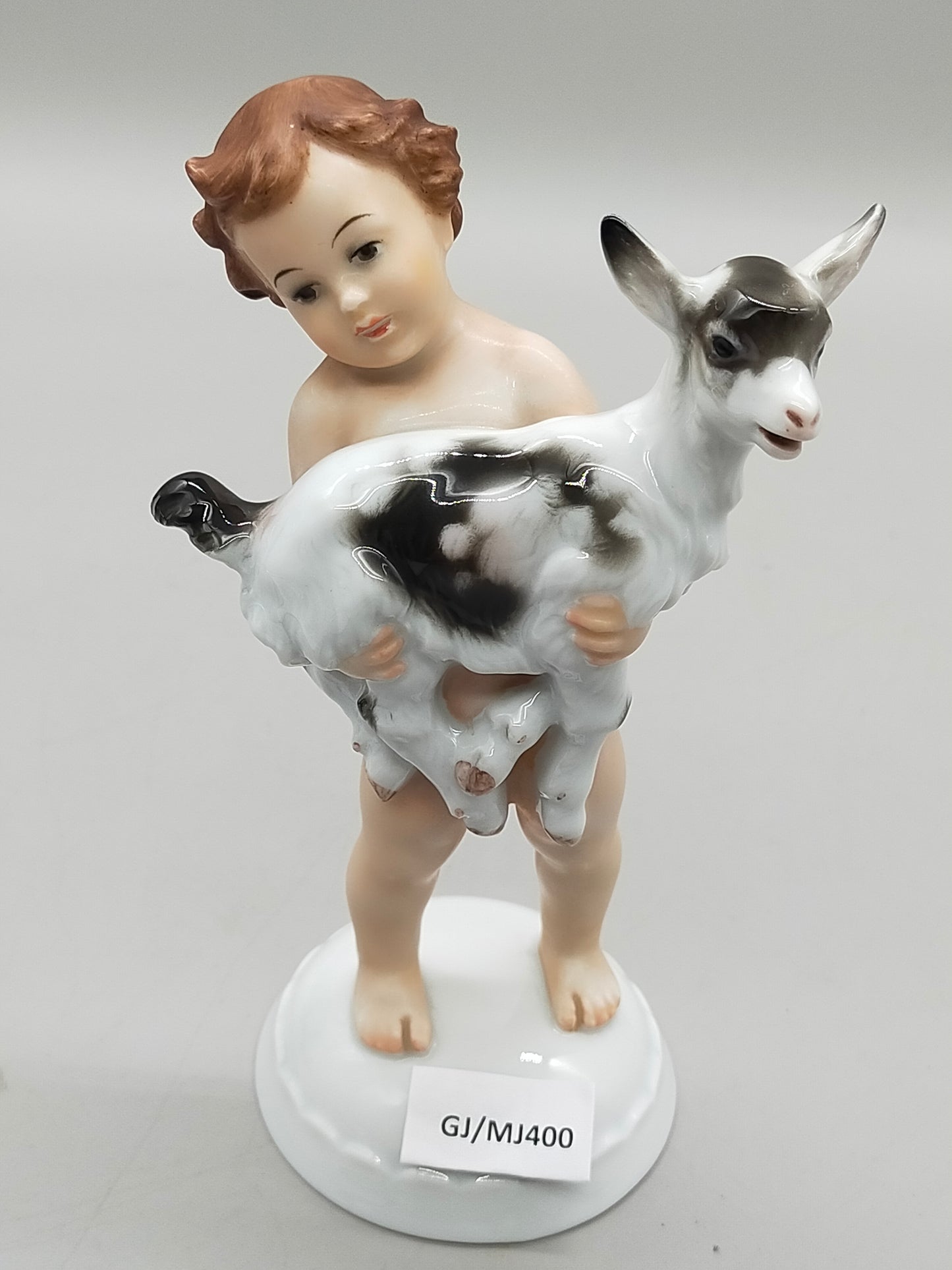 Antike Rosenthal Porzellanfigur – Kind mit Zicklein von Fritz Heidenreich