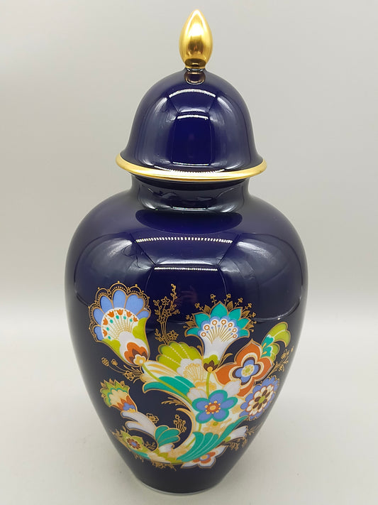 Elegante Heinrich Porzellan Vase Echt Kobalt mit Golddekor