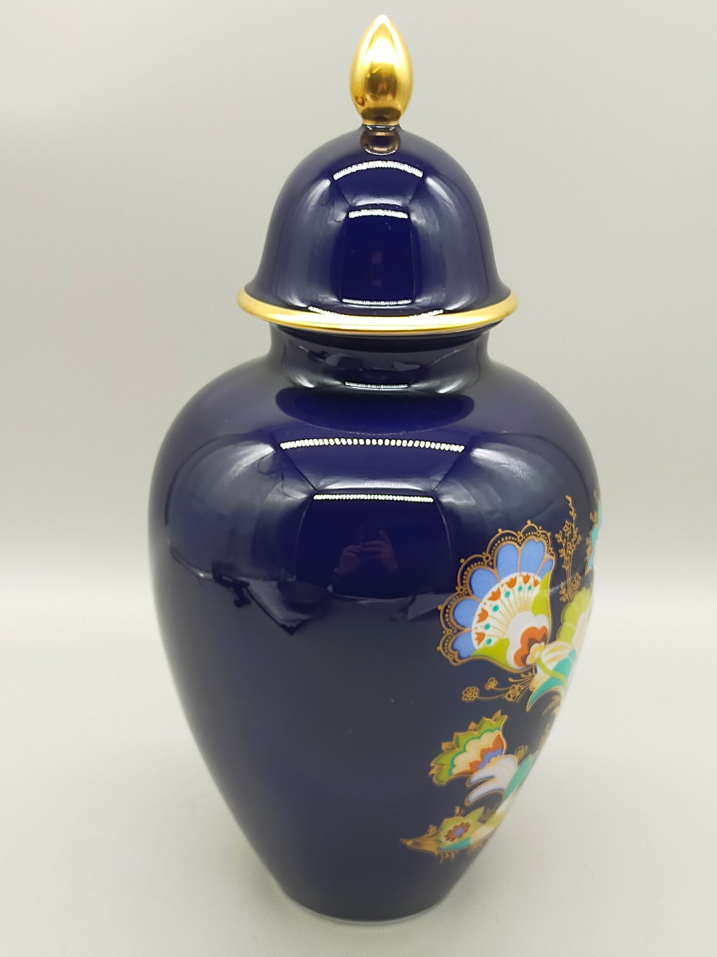 Elegante Heinrich Porzellan Vase Echt Kobalt mit Golddekor