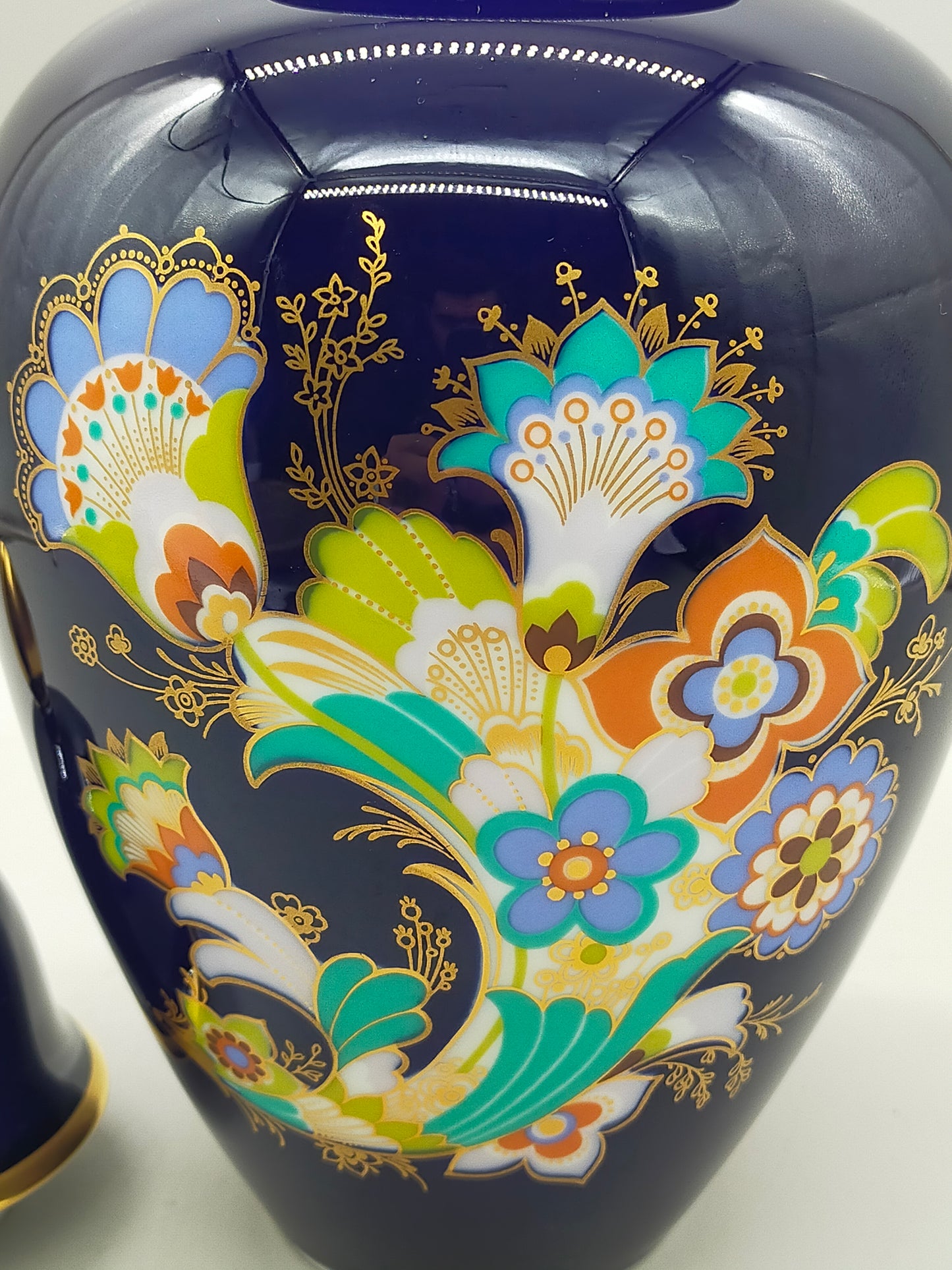 Elegante Heinrich Porzellan Vase Echt Kobalt mit Golddekor