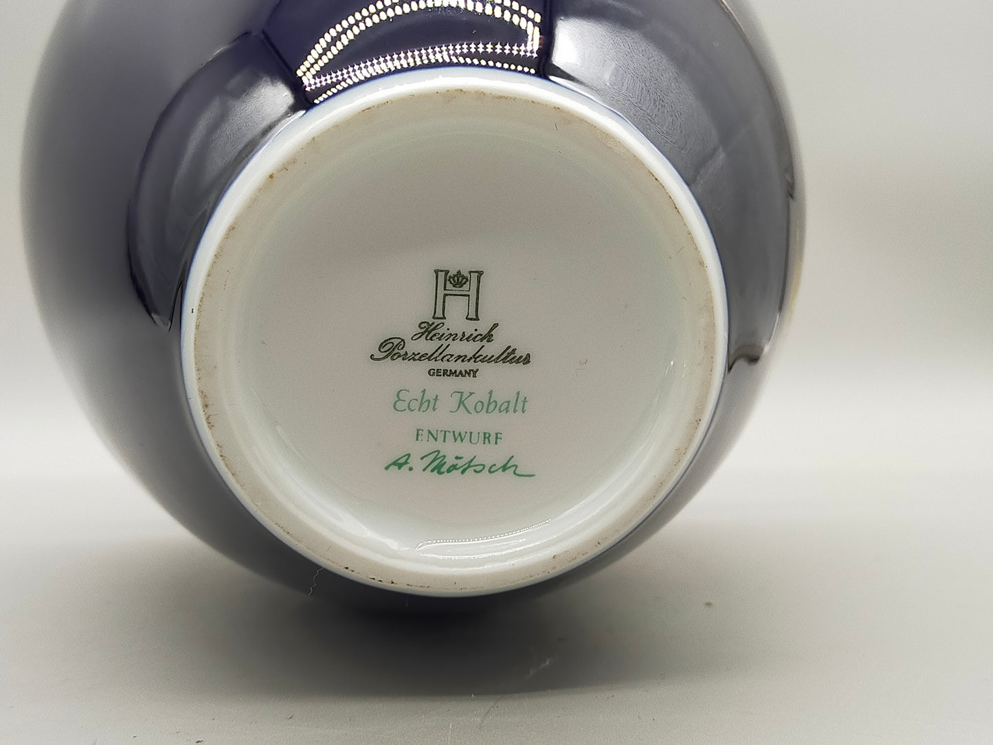 Elegante Heinrich Porzellan Vase Echt Kobalt mit Golddekor