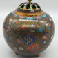 Prachtvolle Japanische Cloisonné Deckeldose Florales Design Goldakzente