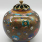 Prachtvolle Japanische Cloisonné Deckeldose Florales Design Goldakzente