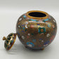 Prachtvolle Japanische Cloisonné Deckeldose Florales Design Goldakzente