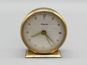 Vintage Dugena Tisch Uhr Goldfarbenes Mid-Century Design