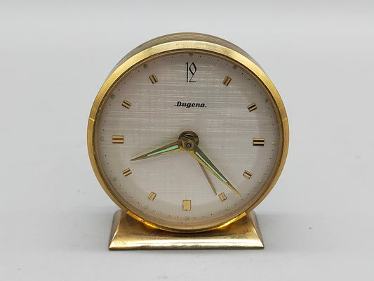 Vintage Dugena Tisch Uhr Goldfarbenes Mid-Century Design