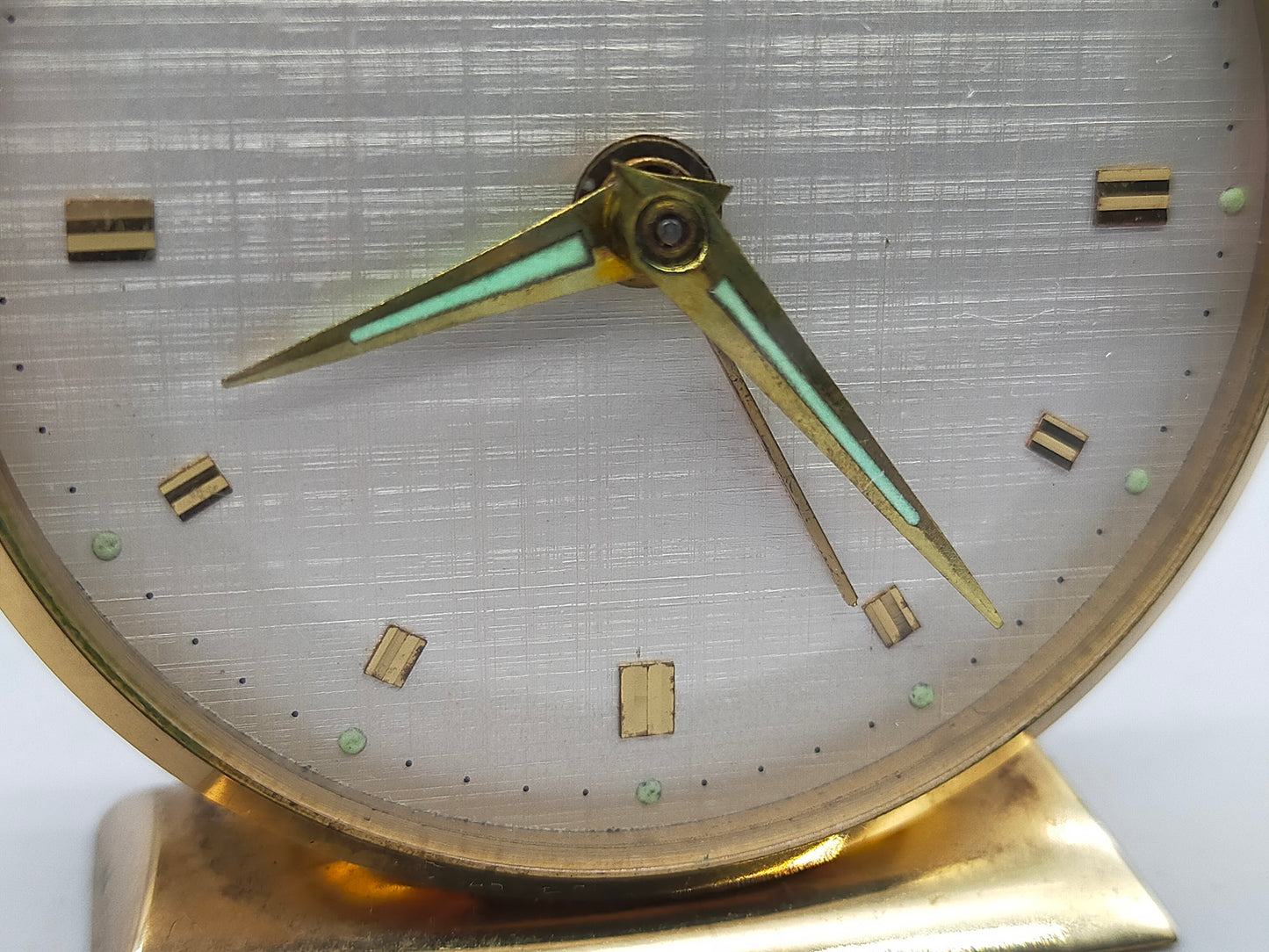 Vintage Dugena Tisch Uhr Goldfarbenes Mid-Century Design