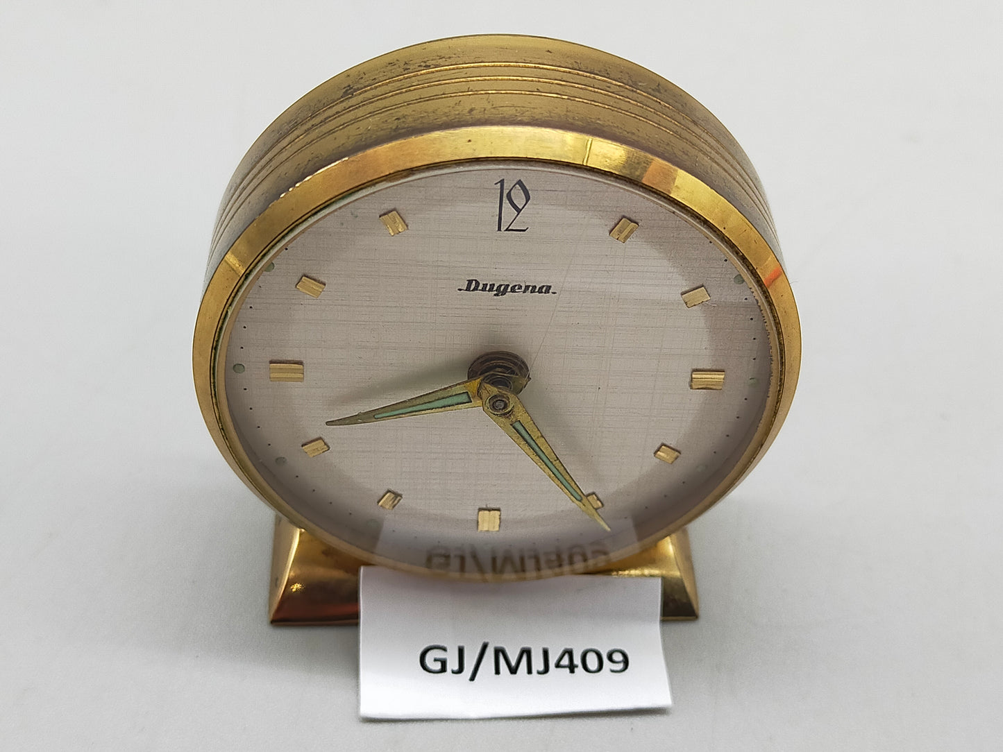 Vintage Dugena Tisch Uhr Goldfarbenes Mid-Century Design